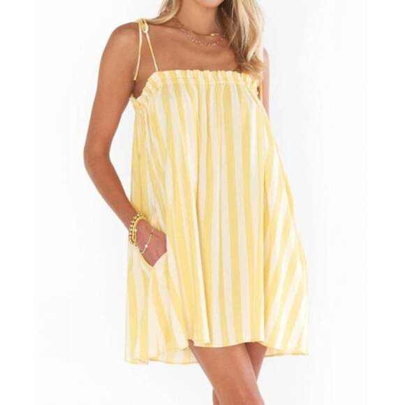 NEW --  SHOW ME YOUR MUMU Angel Mini Dress in Sunny Stripe, Size Large - Picture 1 of 10
